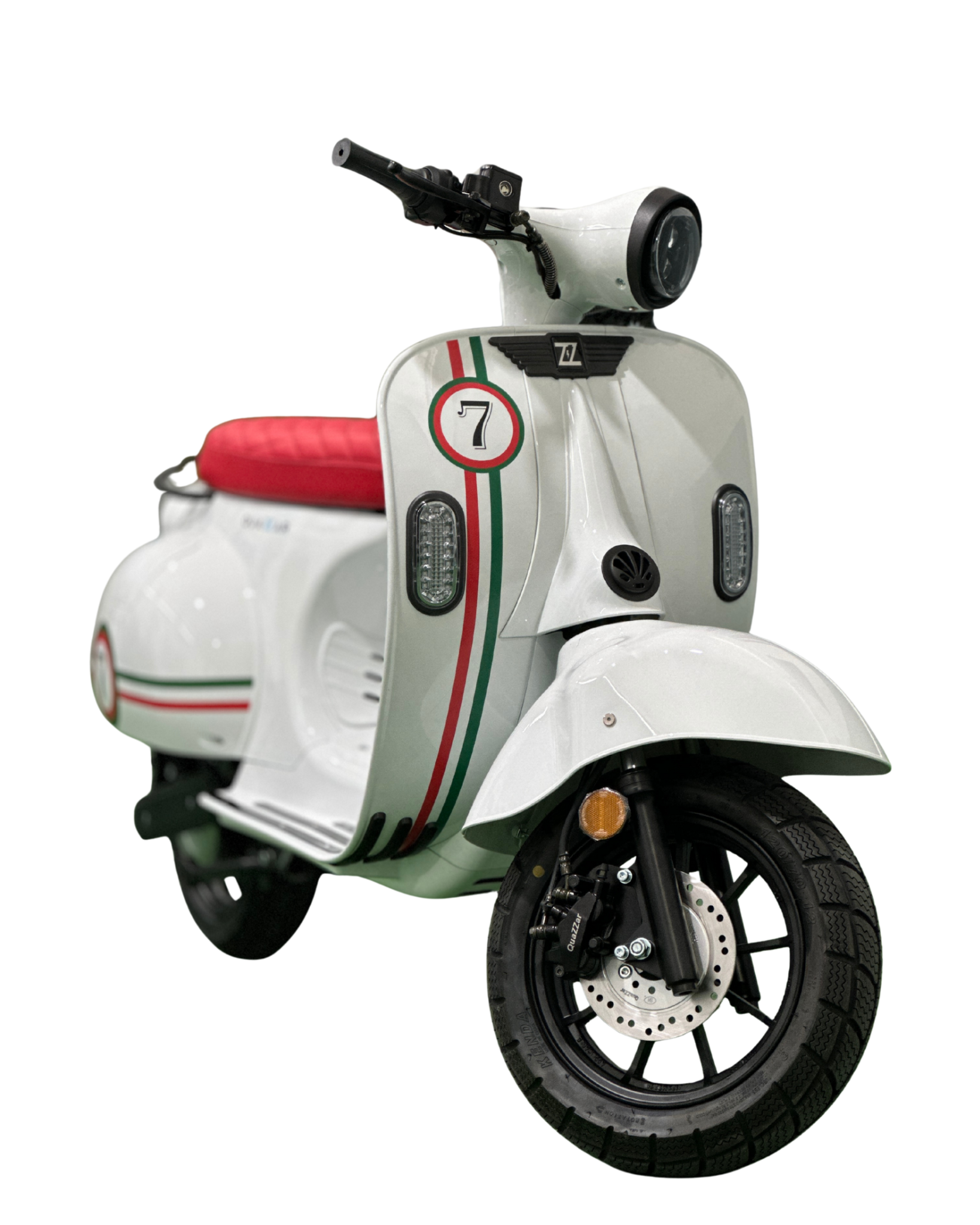 Customized Quazzar Electric Motorcycle in Retro Italian Style