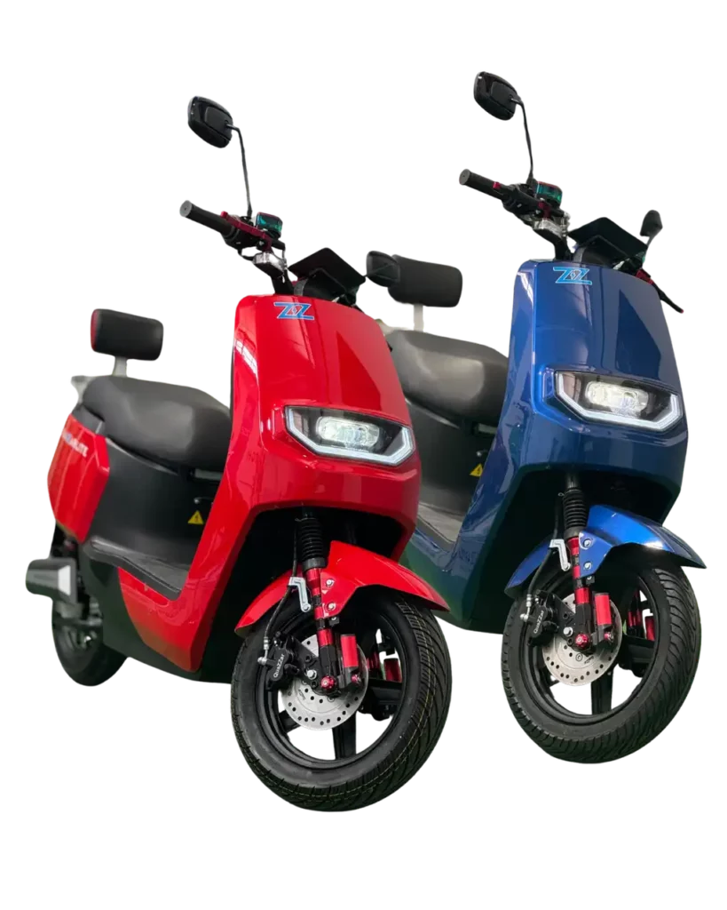 scooter eléctrico personalizable Quazzar Lite02 en colores rojo y azul