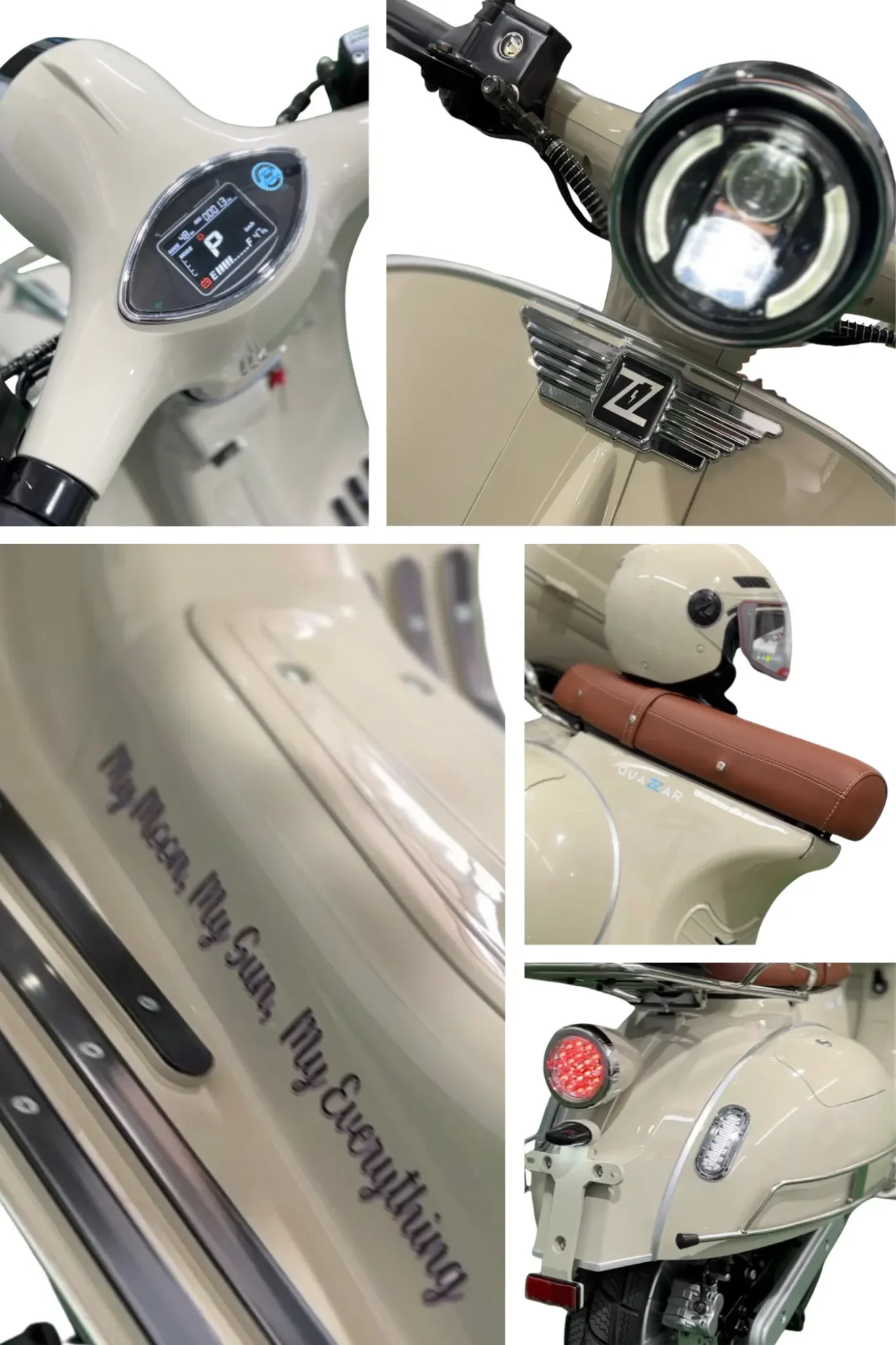 collage de partes de la moto electrica edivine ya personalizada