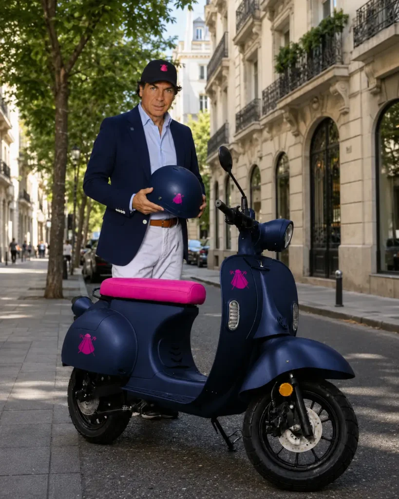 Rafa el Ceo de El Capote posa con una de las motos de la colección El Capote